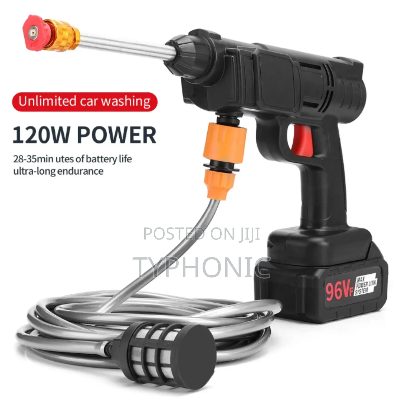 Pressure Gun for Car Wash. 96v Battery Capacity