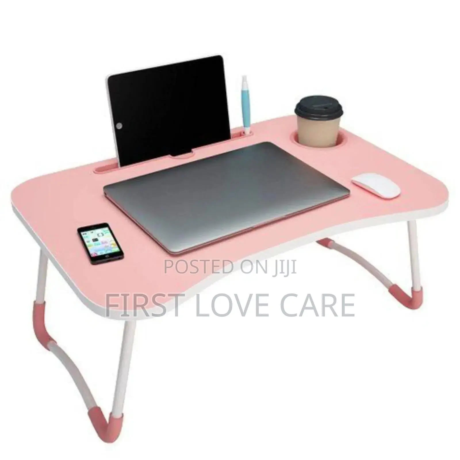 Laptop Table Pink And Black With Lamp, Mini Fan And Mini Power Bank