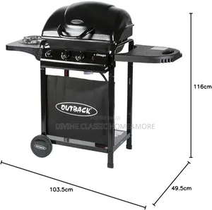 2 Burner Outback Omega 250 Gas Barbecue + Side Burner – Black