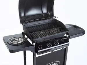2 Burner Outback Omega 250 Gas Barbecue + Side Burner – Black
