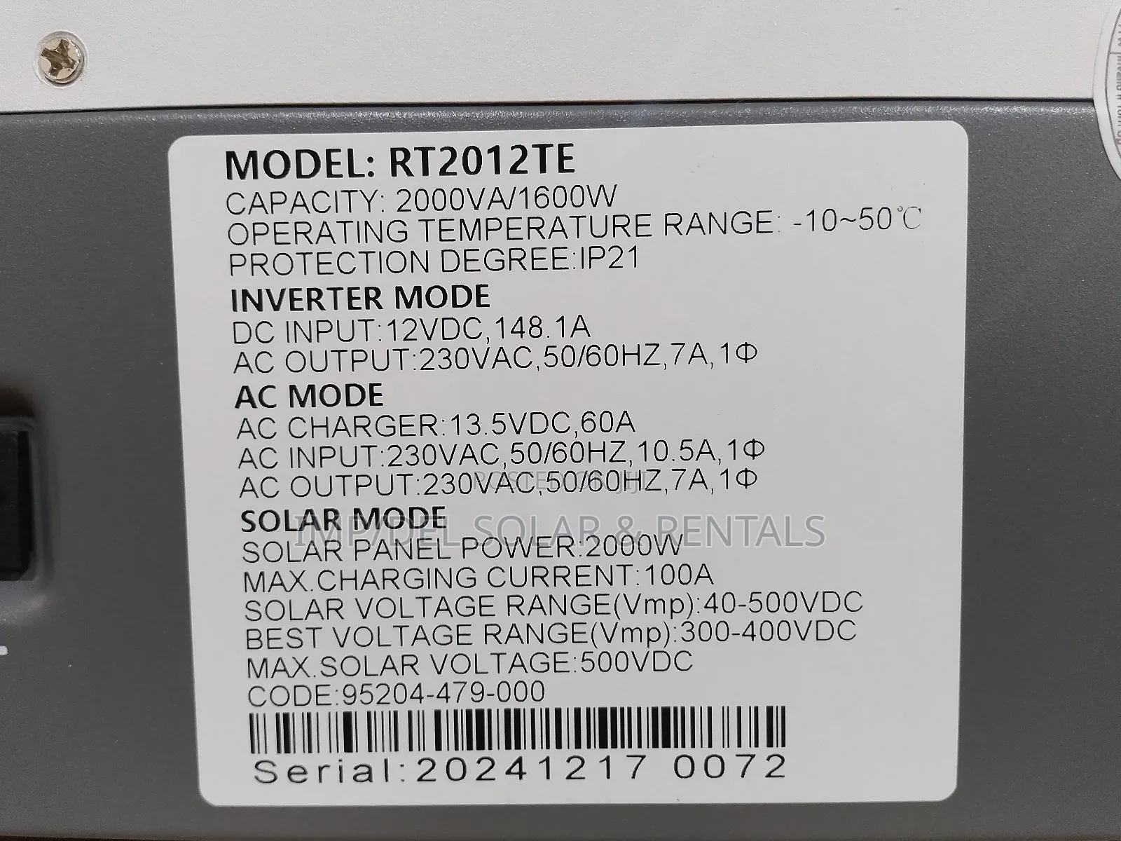 1.6kw Solar Inverter High Efficiency