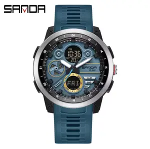 Sanda Men Sport Led Display Quartz Waterproof Dual Display Digital