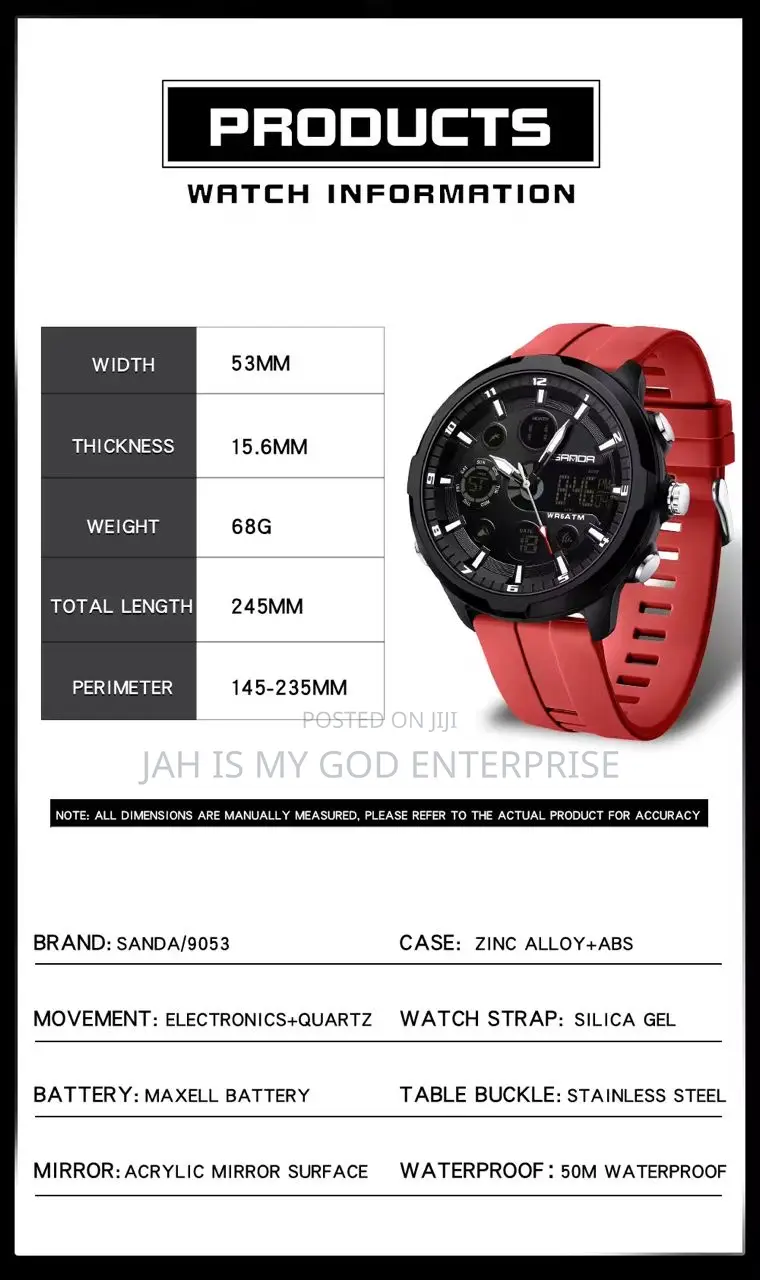 Sanda Sports Military Led Dual Display Digital Waterproof Quartz Watch