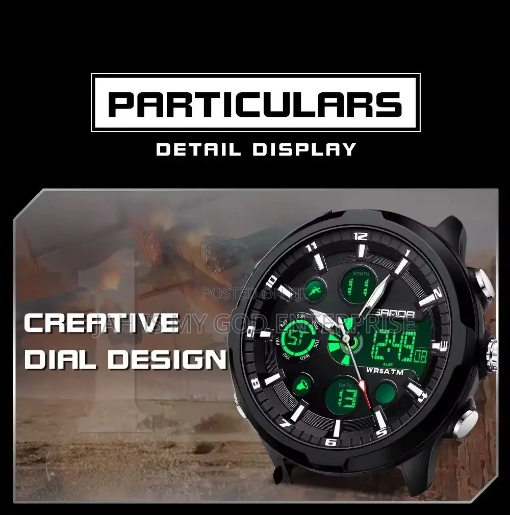 Sanda Sports Military Led Dual Display Digital Waterproof Quartz Watch