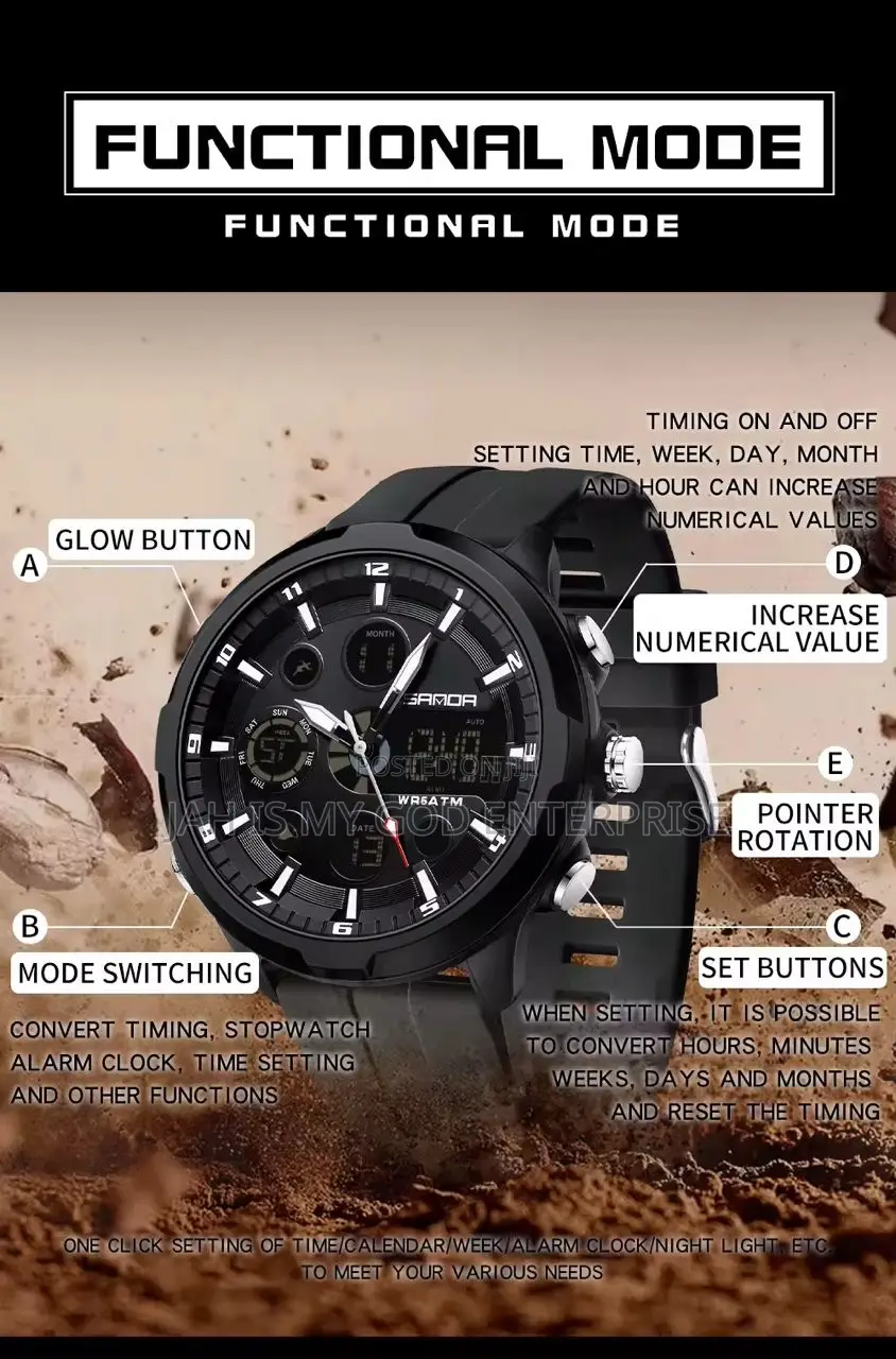 Sanda Sports Military Led Dual Display Digital Waterproof Quartz Watch