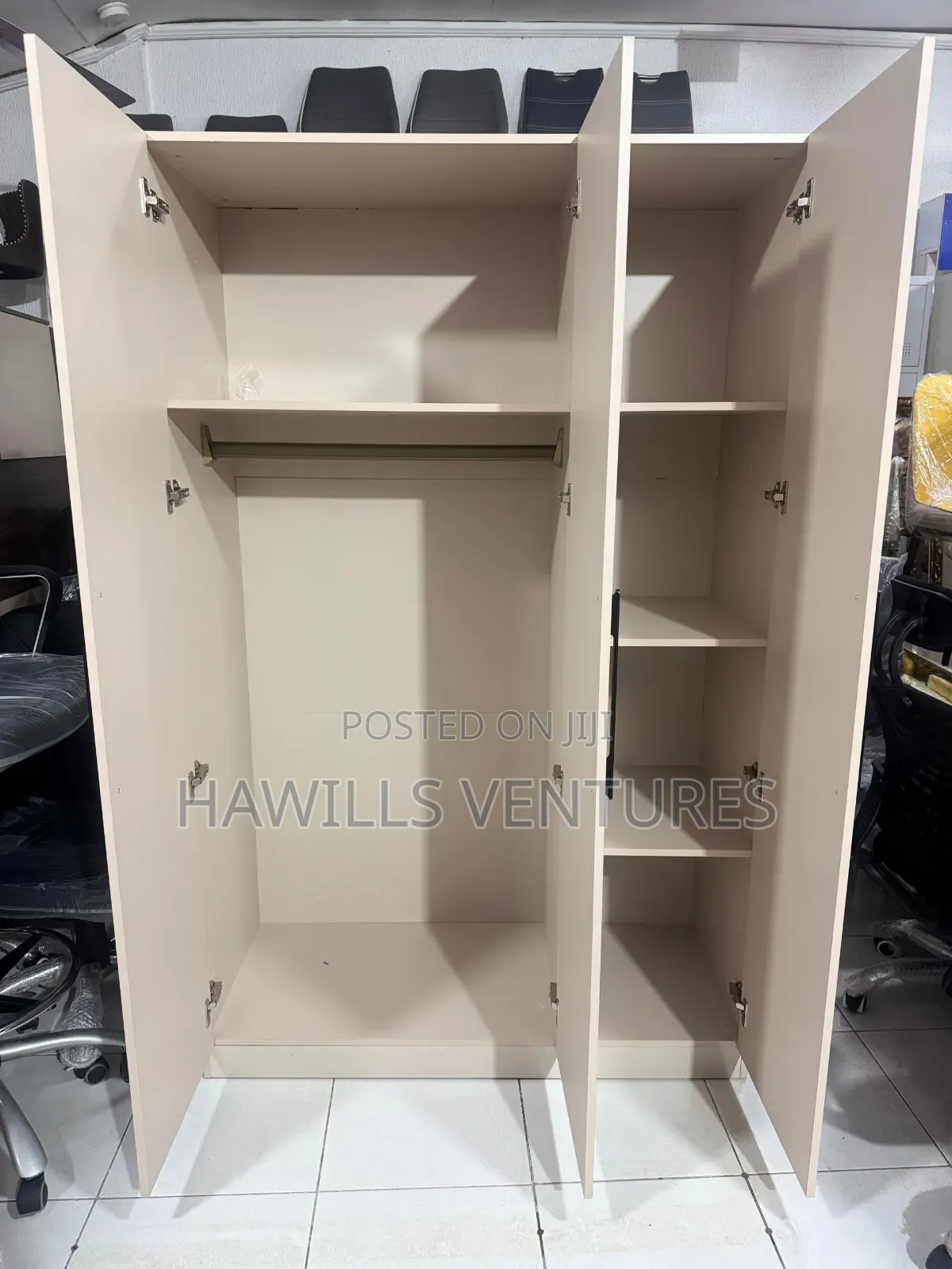 Three - Door Wardrobe With Shelving