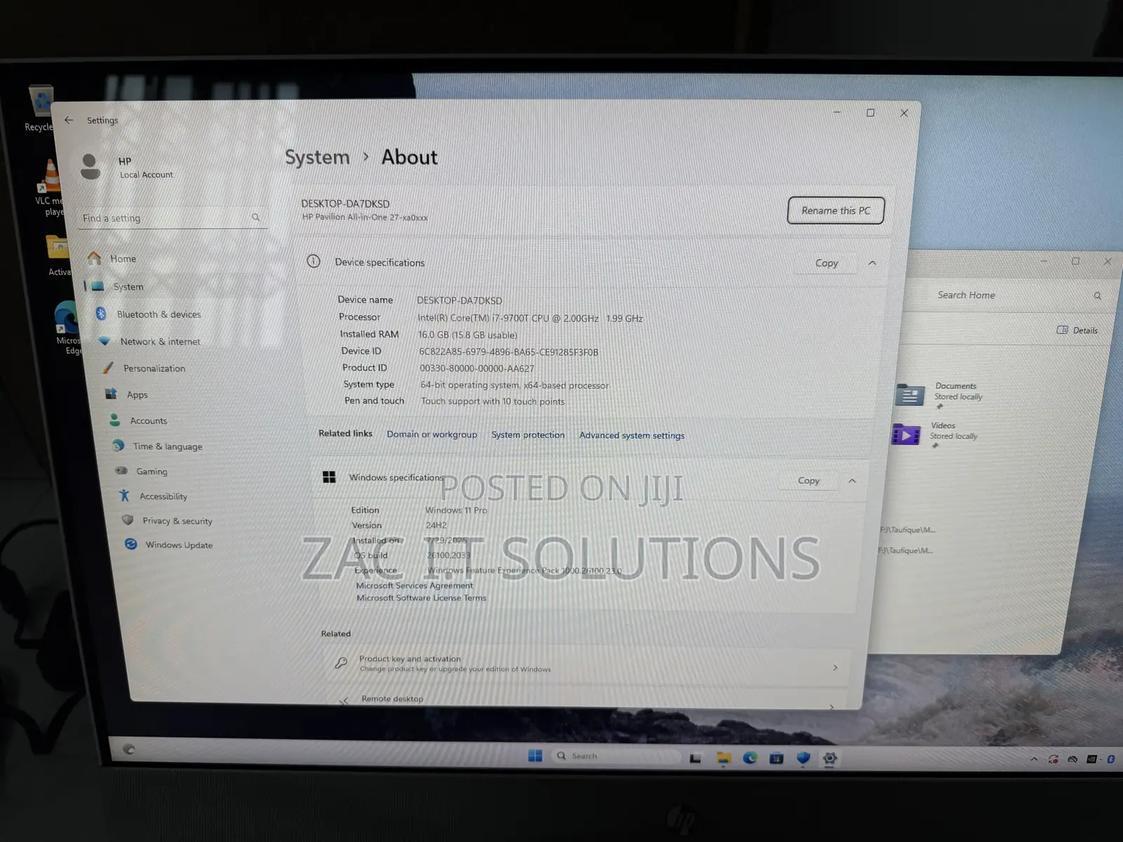 Desktop Computer HP AiO 27 16GB Intel Core I7 HDD+SSD 1T