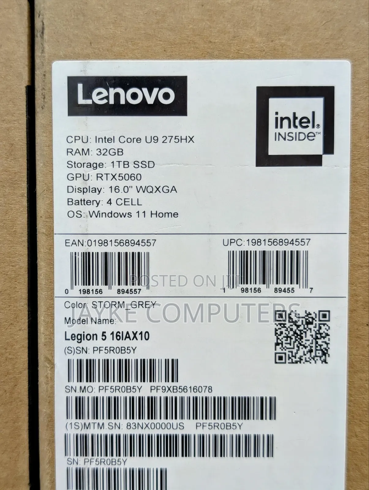 New Laptop Lenovo Legion 5 32GB Intel Core Ultra 9 SSD 1T