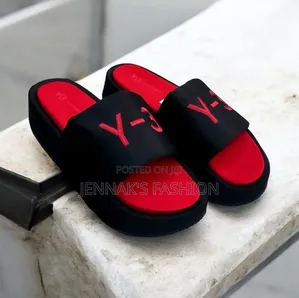 Red White Y-3 Slides