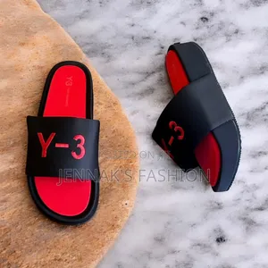 Red White Y-3 Slides