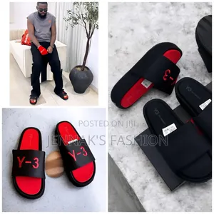 Red White Y-3 Slides