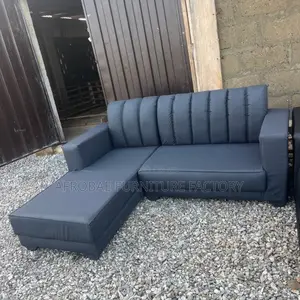 Tough Pale Black Leather Sofa Lshapes