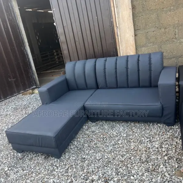 Tough Pale Black Leather Sofa Lshapes