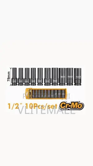 10 Pcs 1/2" Deep Impact Socket Set Hkissd12102l