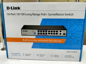 D-Link 16-Port 10/100 Long Range Poe+ Surveillance Switch Des-F1016p-E