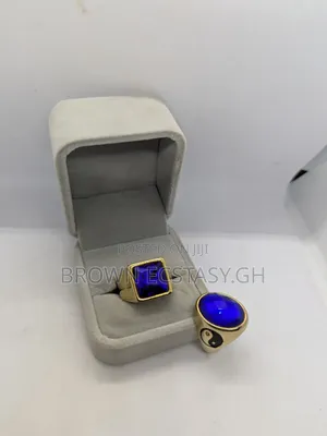 Gold Plated Blue Stone Rings (Yin Yang)