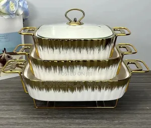3pcs Ceramic Bowls With Stand