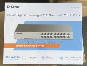 Dlink DGS-F1016p 16-Port Gigabit Unmanaged Poe Switch With 2 SFP Ports