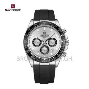 Naviforce Silver and Black Chronographic Watch