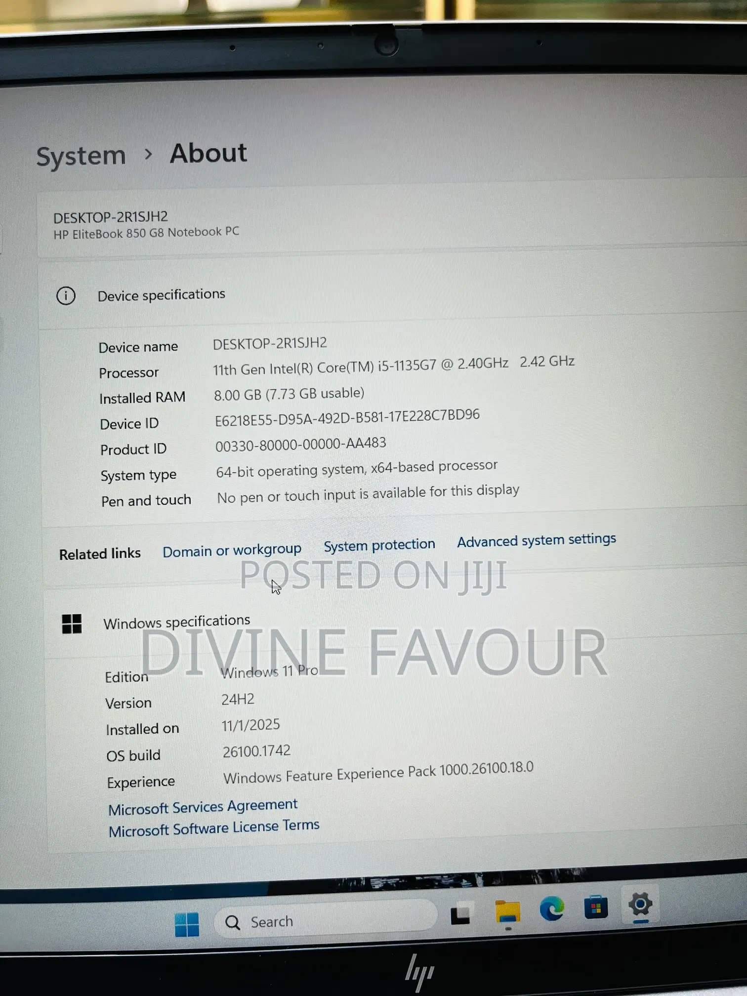 Laptop HP EliteBook 850 G8 8GB Intel Core I5 SSD 256GB