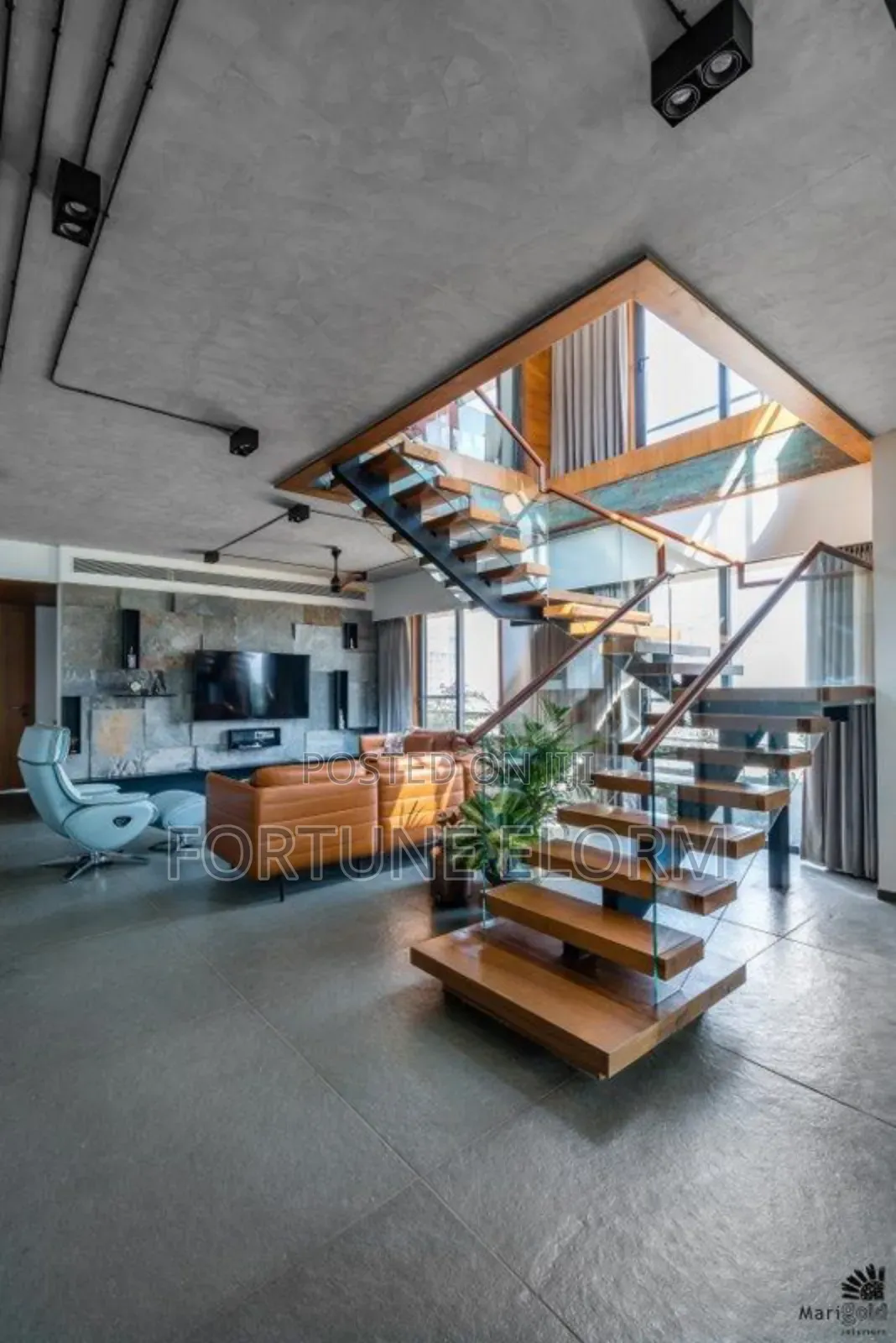 Timber Floating Stairs, Mono Stringer Support System