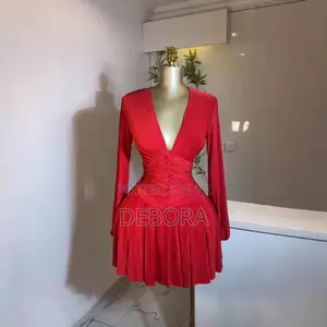 Women Pleated Button Bodycon Long Sleeve Dress
