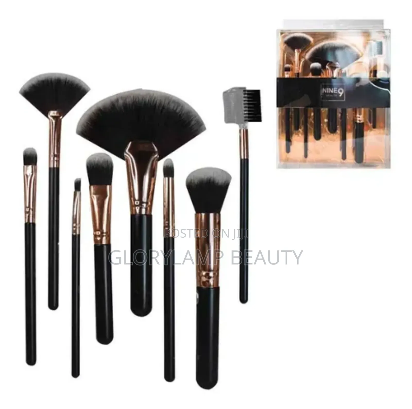 Professional 8-Piece Makeup Brush Set – Black Gold