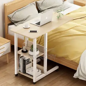 Mobile Overbed Laptop Desk With Shelves Wheels