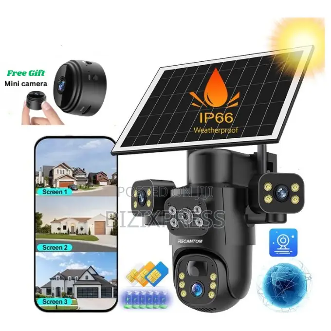 4g Solar Security Camera – 3 Lens