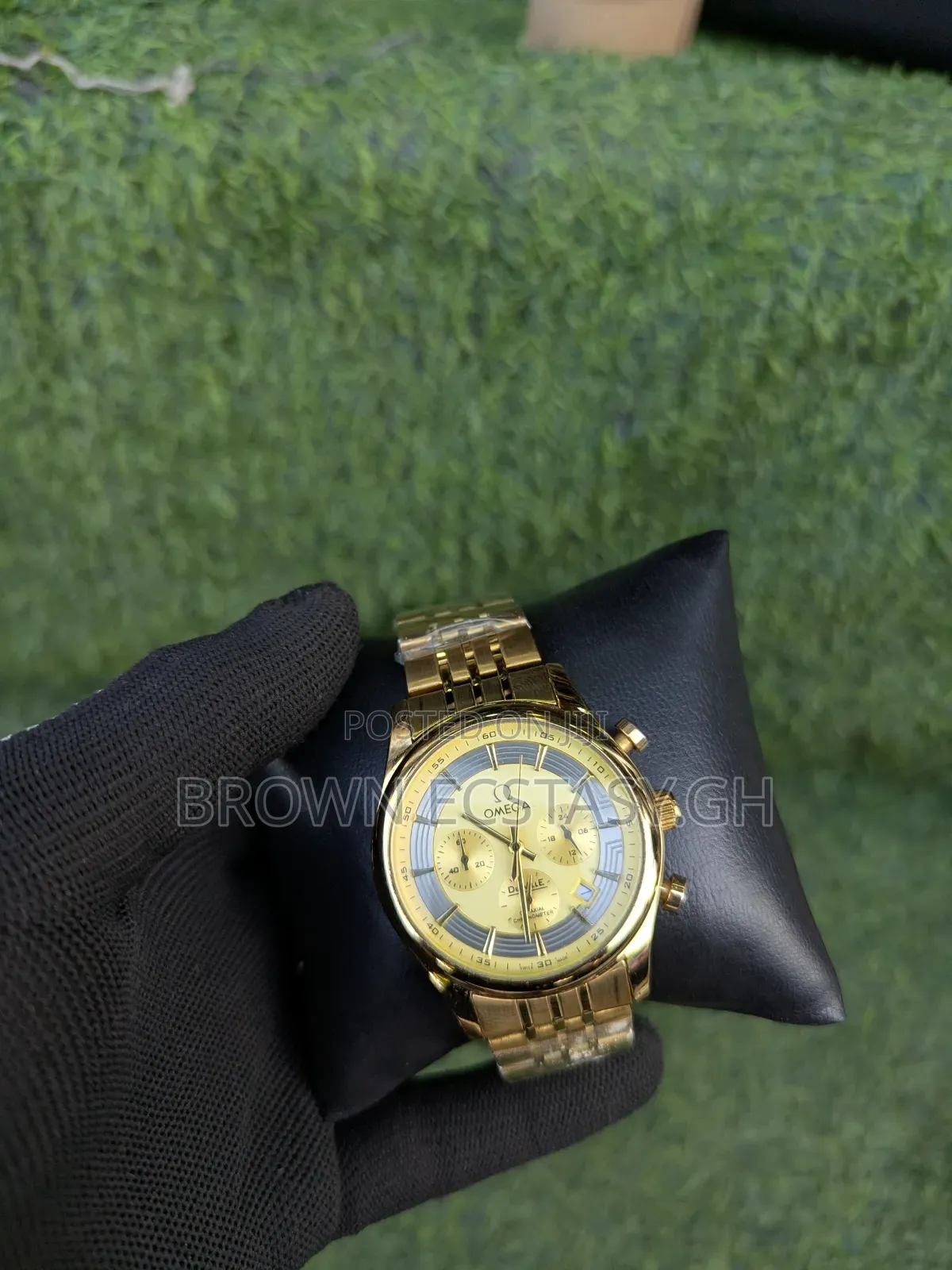 Gold Toned Omega Chronographic Watch