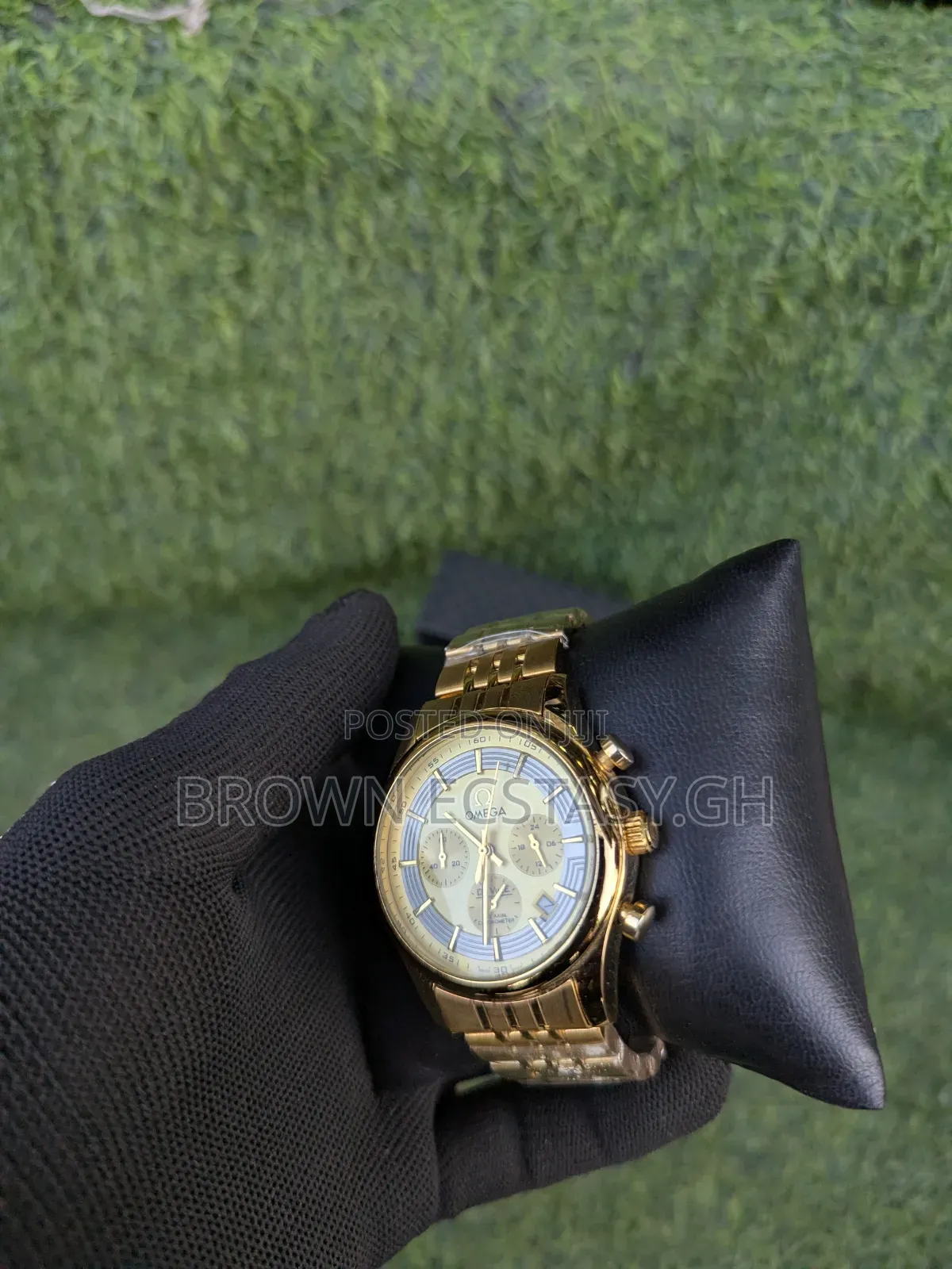 Gold Toned Omega Chronographic Watch