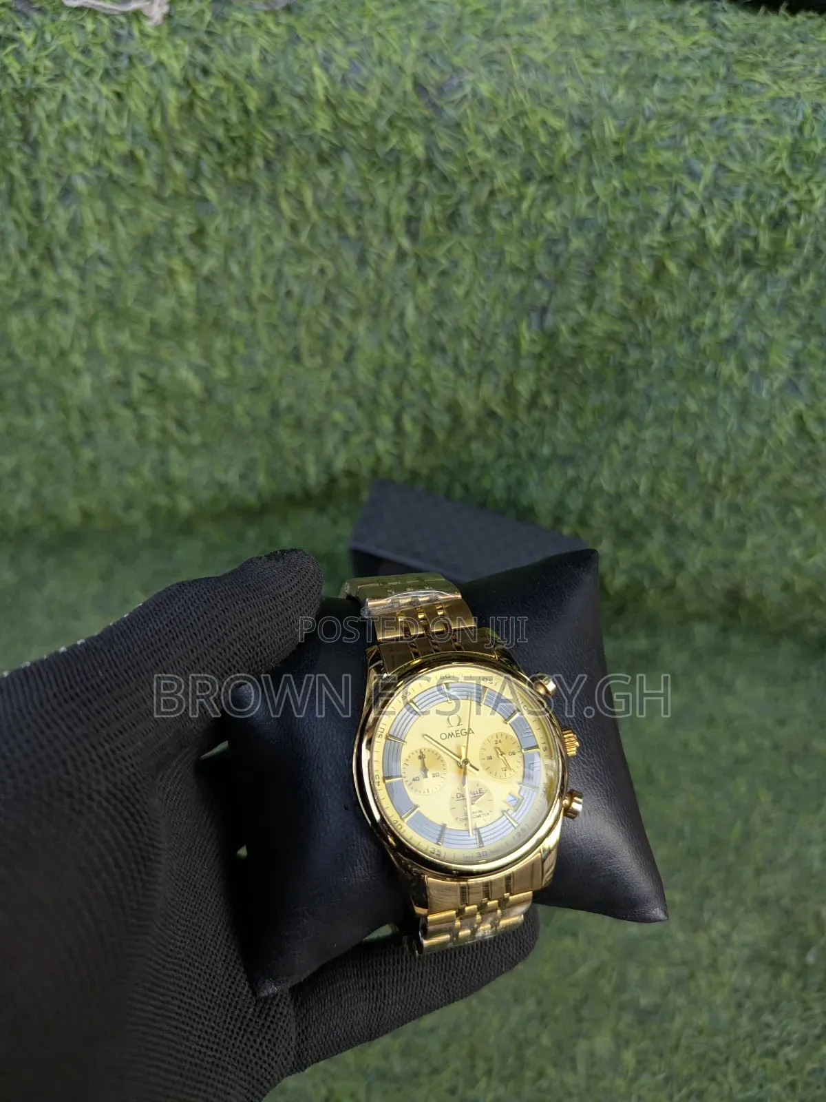 Gold Toned Omega Chronographic Watch