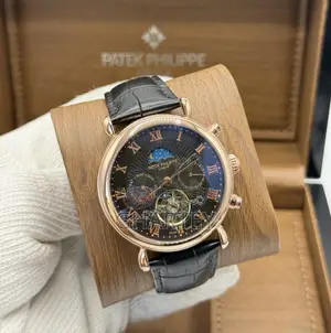 Patek Philippe Rose Gold Black Mechanical Watch for Men