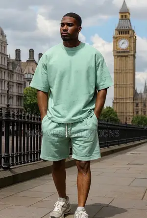 Men’S Casual Short Sleeved T - Shirt Shorts Set.