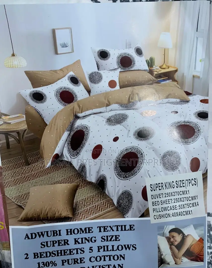 Luxury Super King Size Floral Bedding Set – 7 Pieces, 130% Pure Cotton