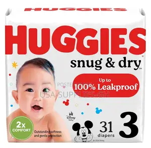 Huggies Baby Diapers- Sizes 3 / 4 / 5 Snug Dry From Usa