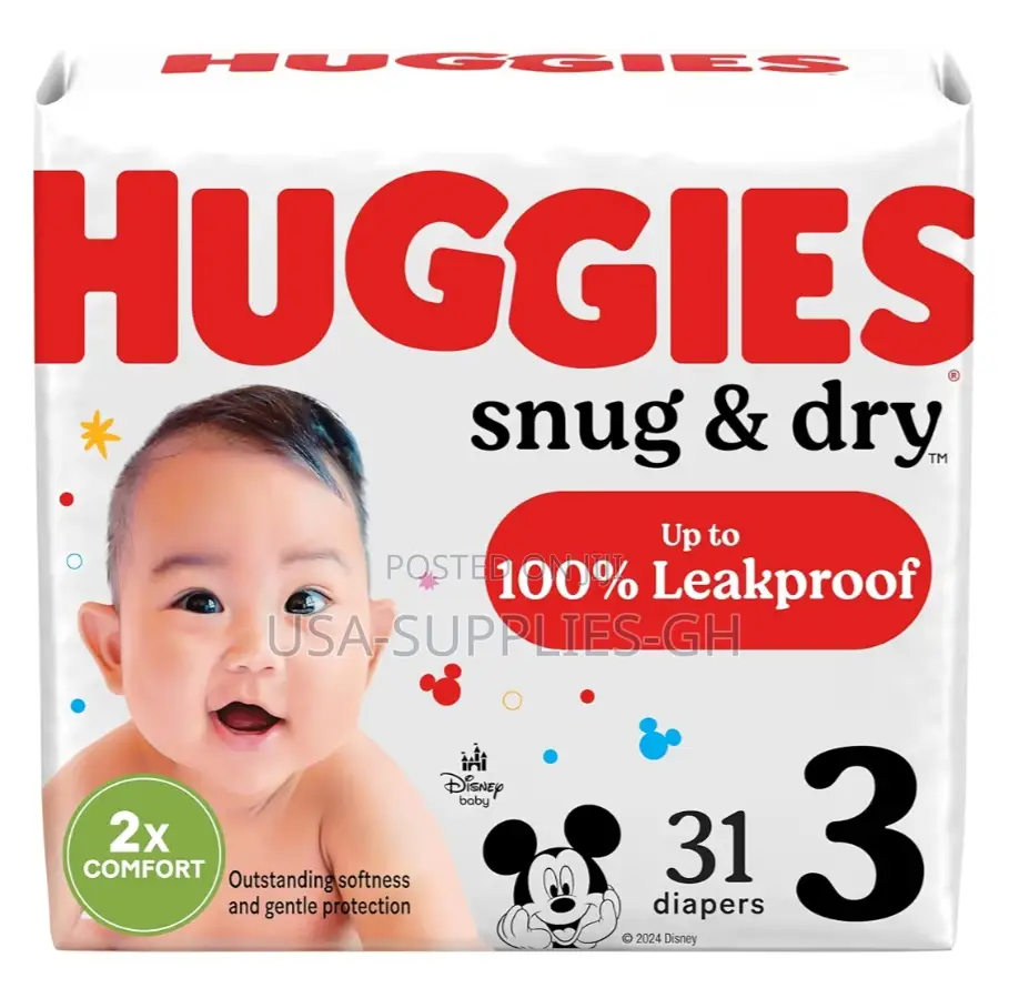 Huggies Baby Diapers- Sizes 3 / 4 / 5 Snug Dry From Usa
