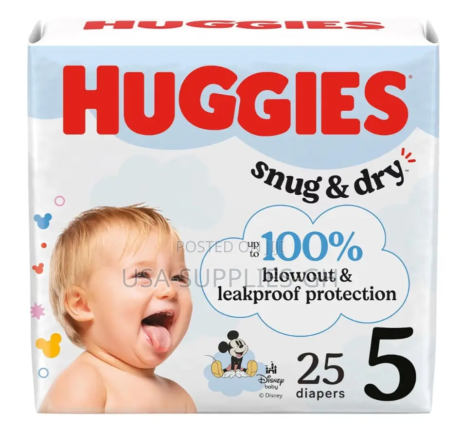Huggies Baby Diapers- Sizes 3 / 4 / 5 Snug Dry From Usa