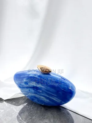 Elegant Blue Oval Clutch Bag – Stylish Unique Acryclic Design