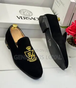 Versace Suede Gold Embroidered Cres Men’S Loafers