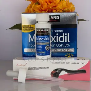 Undiluted Kirkland Minoxidil + Derma Roller for Hair and Beard Growth.