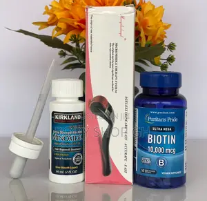 Kirkland + Biotin [ 10,00mcg ] + Derma Roller for Hair and Beard