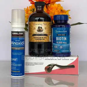 Kirkland Foam + Derma Roller + Biotin + Castor Oil for Hair and Beard