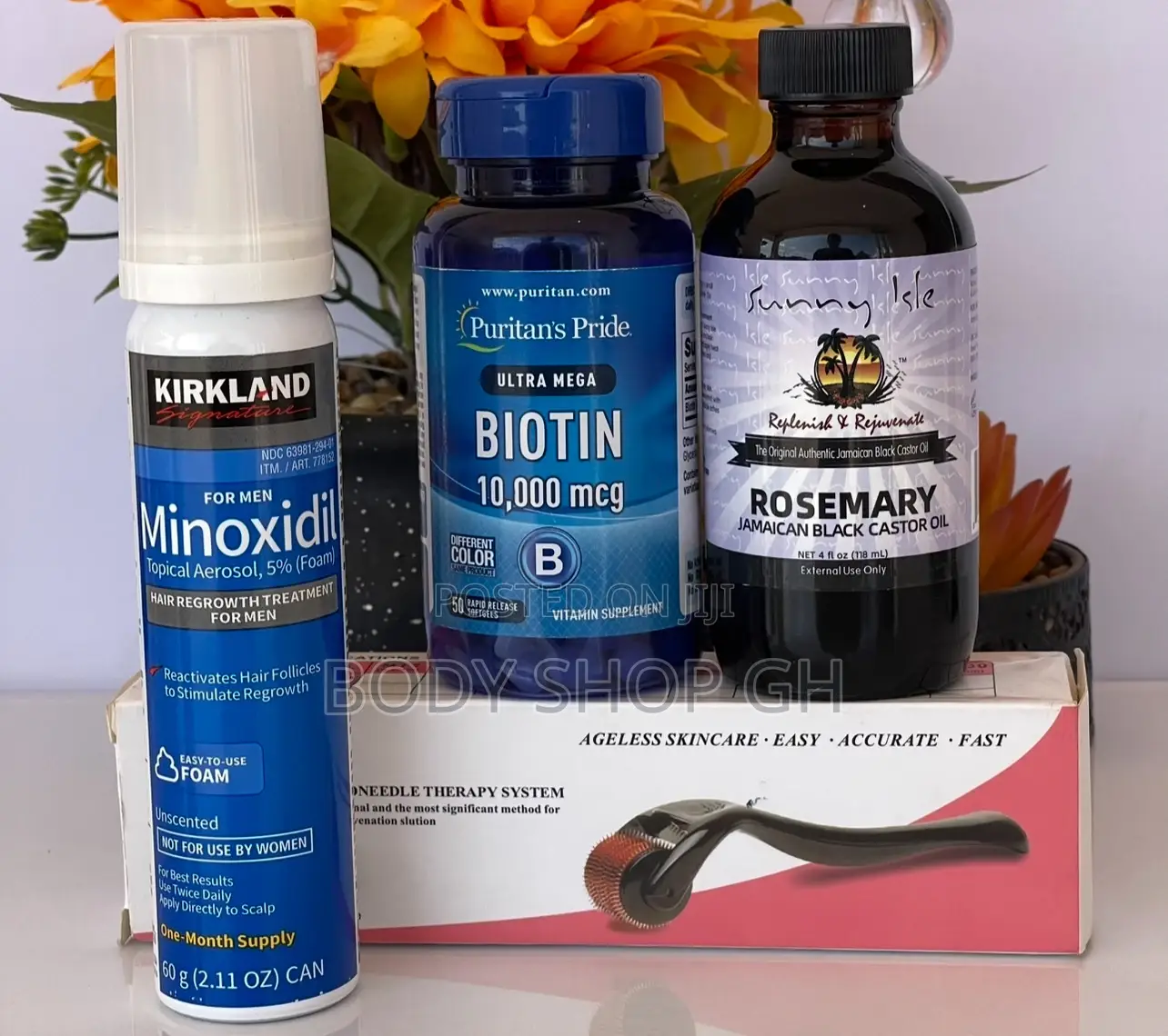 Kirkland Foam + Biotin + Derma Roller +Rosemary Oil for Hair and Beard