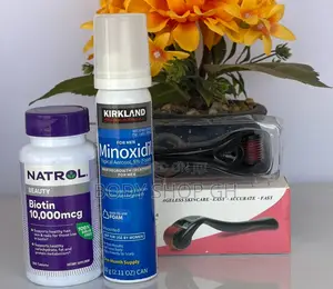 Kirkland Foam + Natrol Biotin + Derma Roller for Hair and Beard Growth