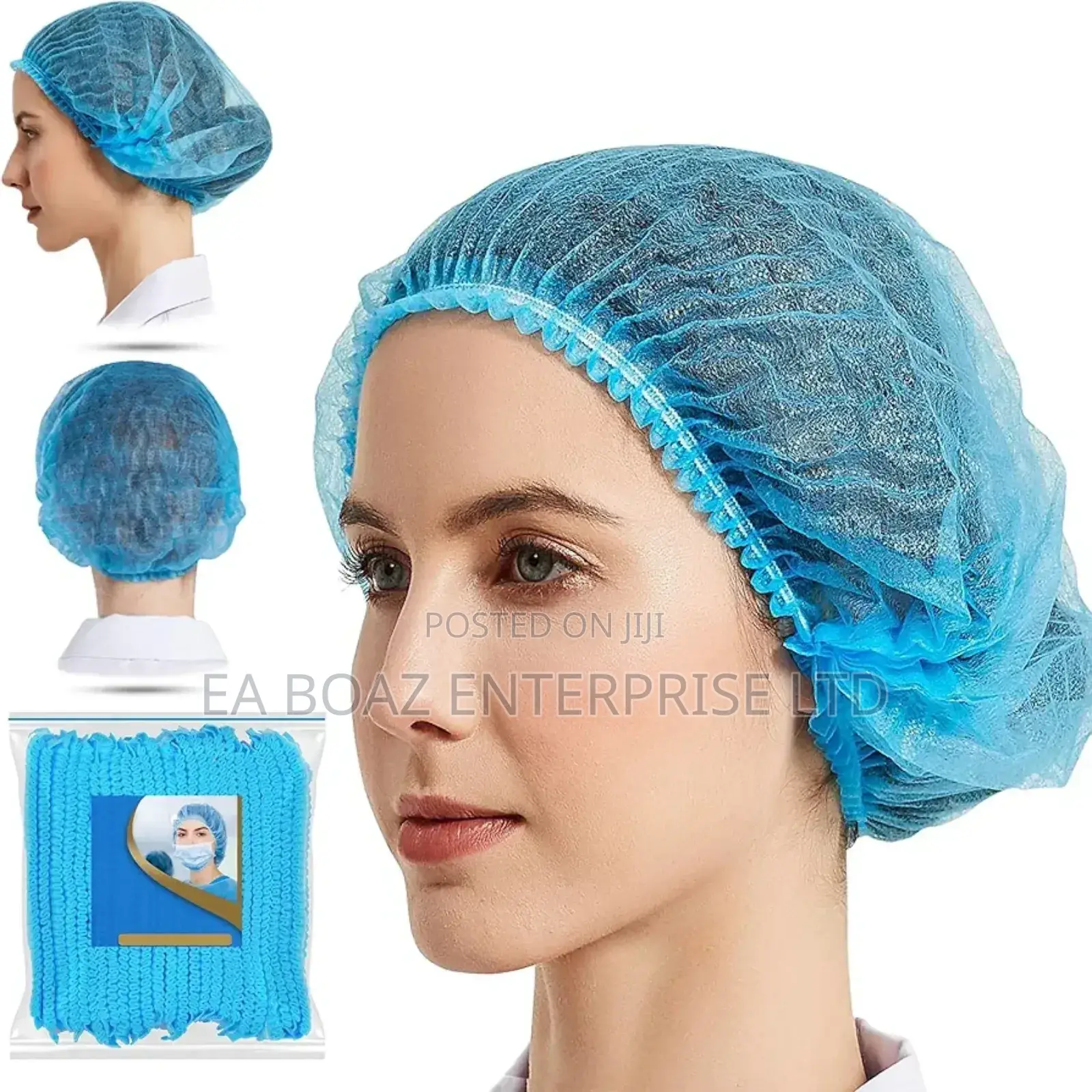 Disposable Hairnet Kitchen Cooking Mob Caps , Nurse Hat Elastic 100pcs