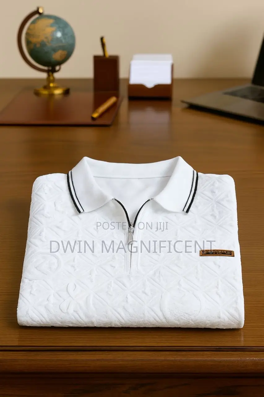 Quilted Polo Shirt With a Half-Zip Closure.
