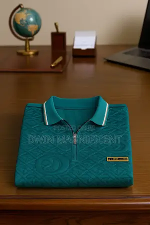 Quilted Polo Shirt With a Half-Zip Closure.