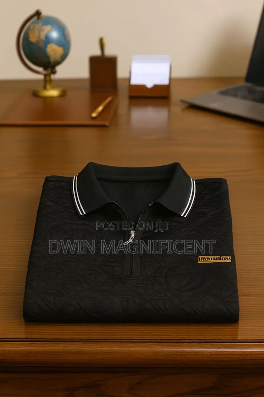 Quilted Polo Shirt With a Half-Zip Closure.