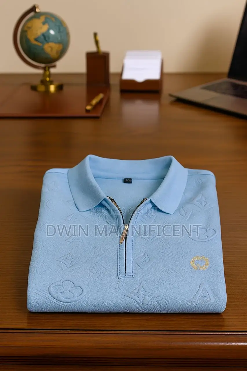 Quilted Polo Shirt With a Half-Zip Closure.